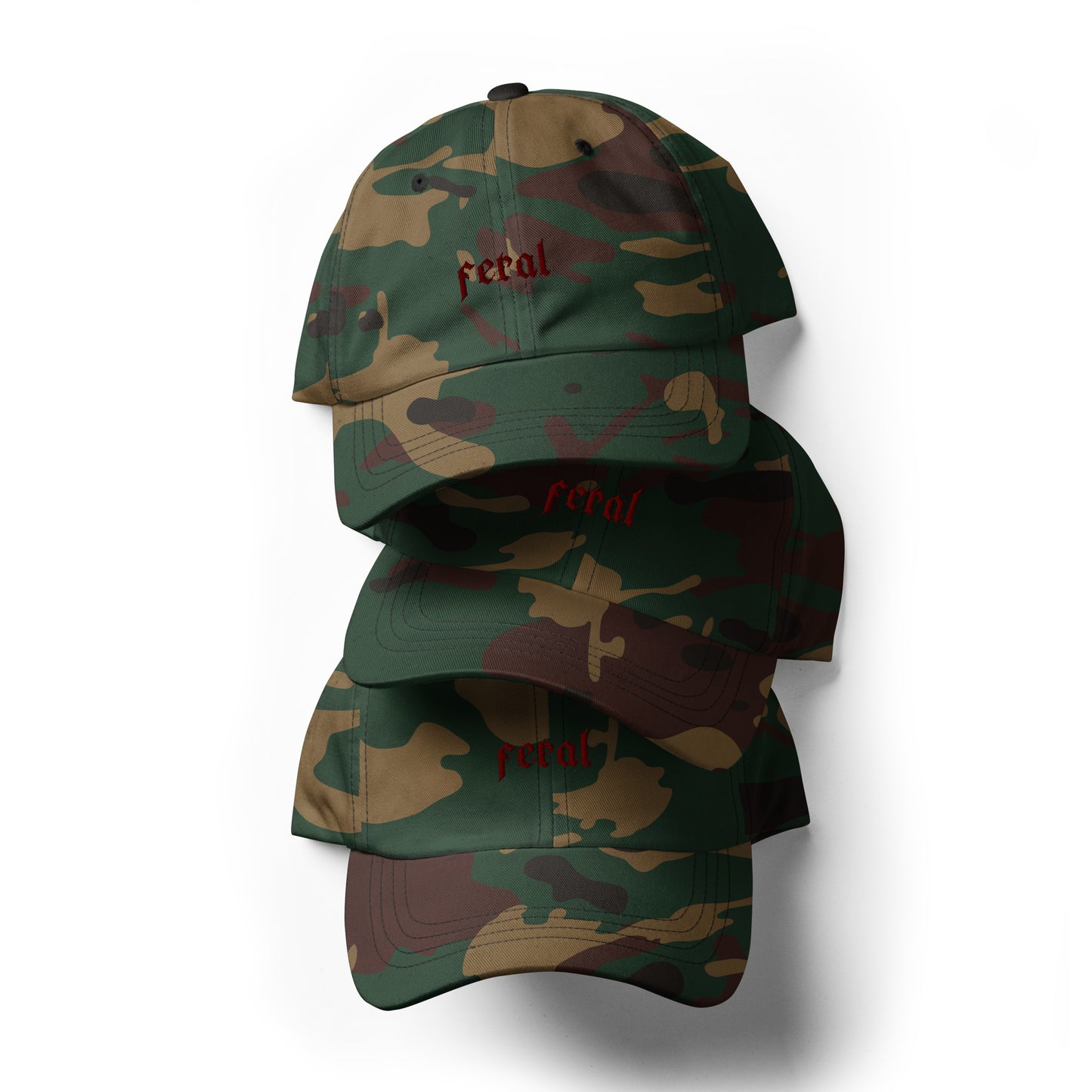 Classic Adjustable Dad hat - feral (red thread)