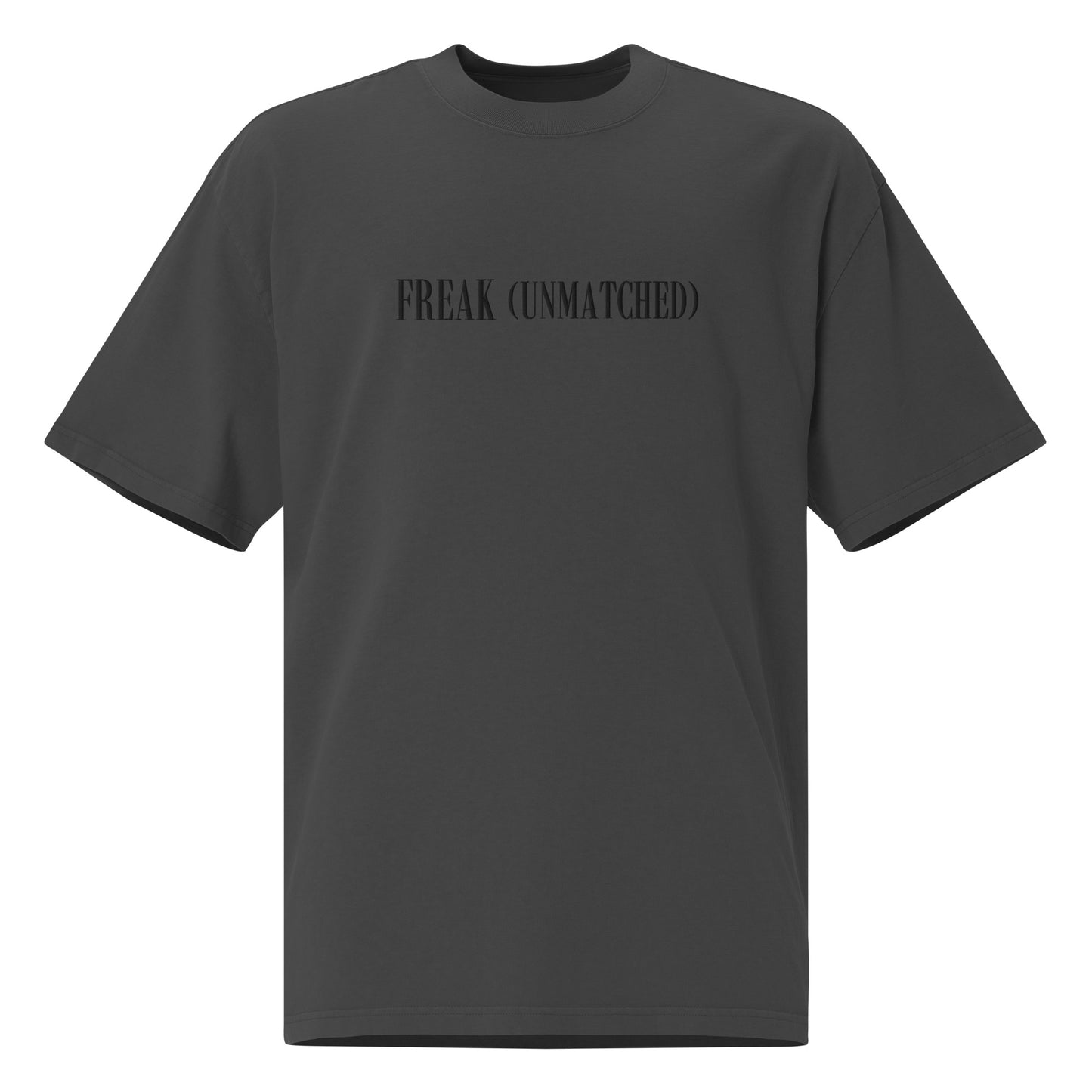 Oversized unisex faded t-shirt - Monochromatic Embroidered Design - FREAK (UNMATCHED)