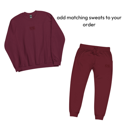 Maroon monochromatic embroidered Unisex Sweatshirt