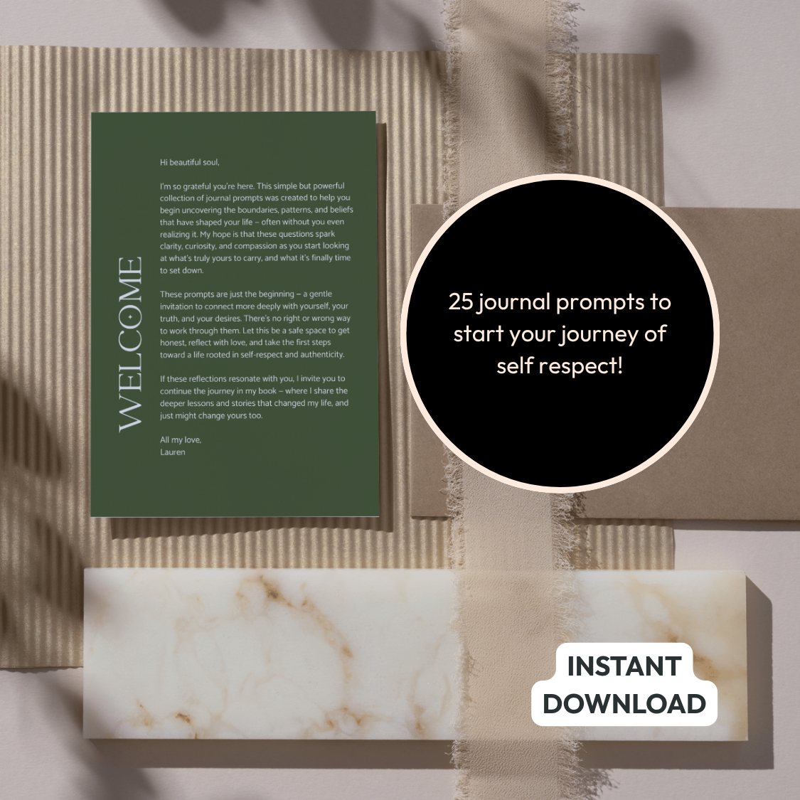 Boundaries Journal Prompts: 25 Questions to Begin Your Journey to Self-Respect (Digital Download)