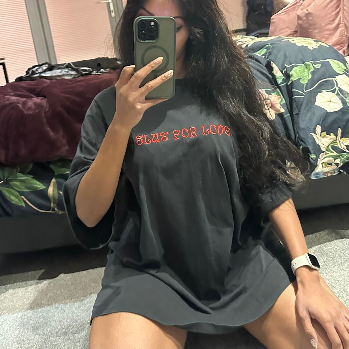 Slut for Love Oversized faded t-shirt - 100% cotton, embroidered - Lover Collection