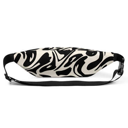 Adjustable Fanny Pack with inside pocket - fluid black & white design