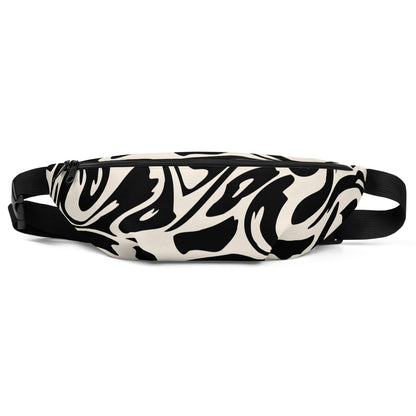 Adjustable Fanny Pack with inside pocket - fluid black & white design