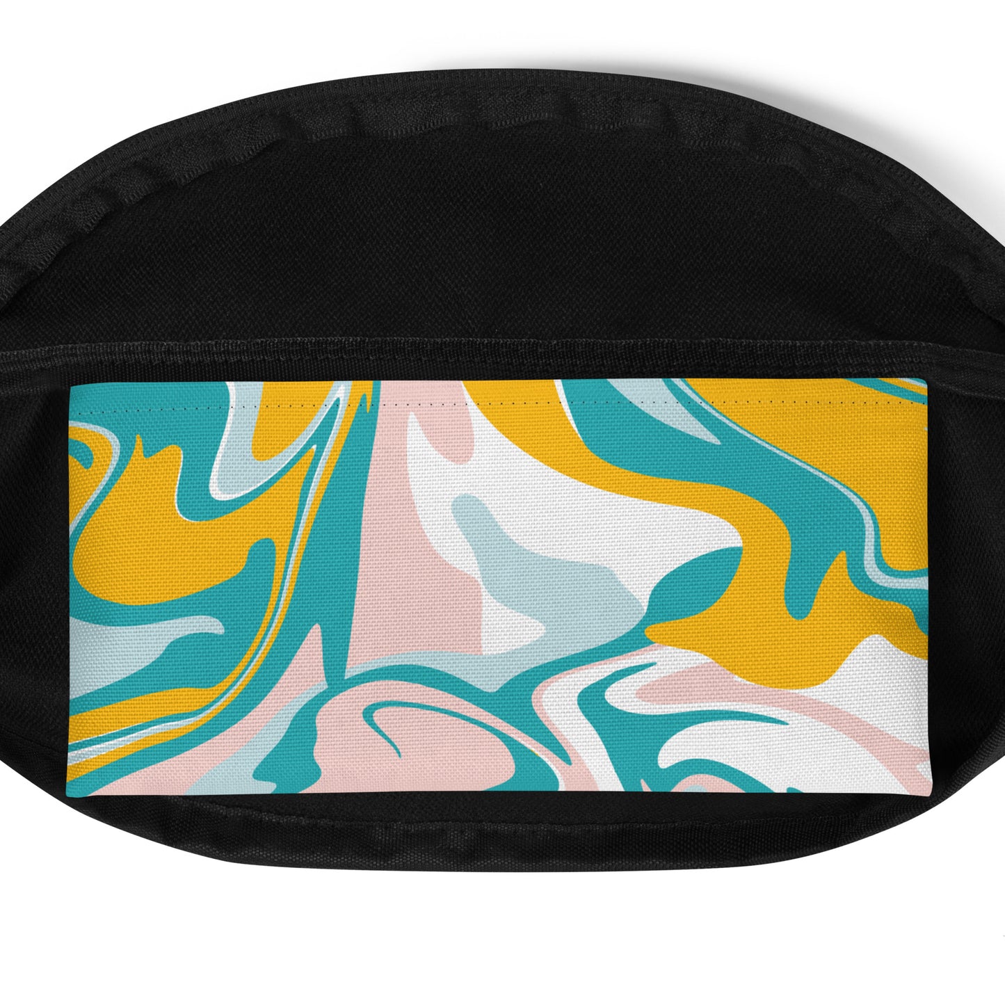 Adjustable Fanny Pack with inside pocket - fluid black & white design