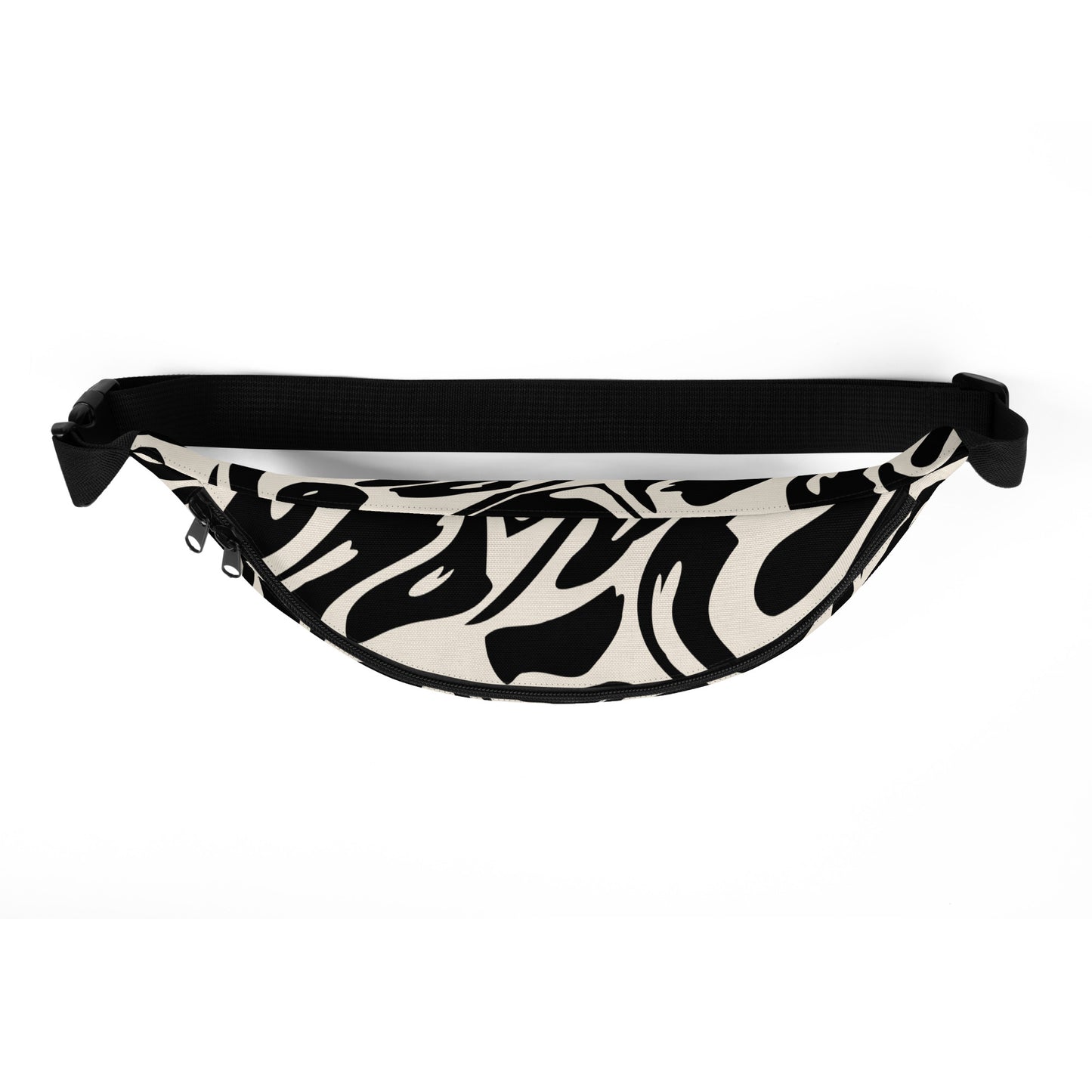 Adjustable Fanny Pack with inside pocket - fluid black & white design