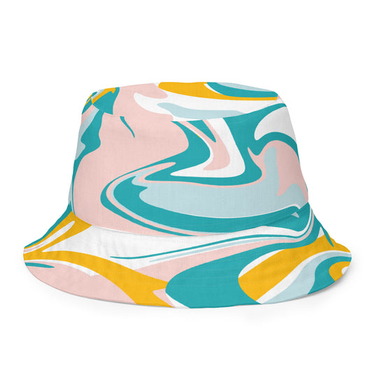 Reversible bucket hat with dual patterns - colorful and b&w