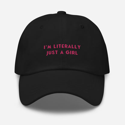 Classic Adjustable Dad hat - I'm literally just a girl (pink bow on back)