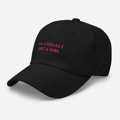 Classic Adjustable Dad hat - I'm literally just a girl (pink bow on back)