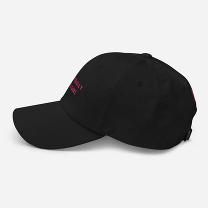 Classic Adjustable Dad hat - I'm literally just a girl (pink bow on back)