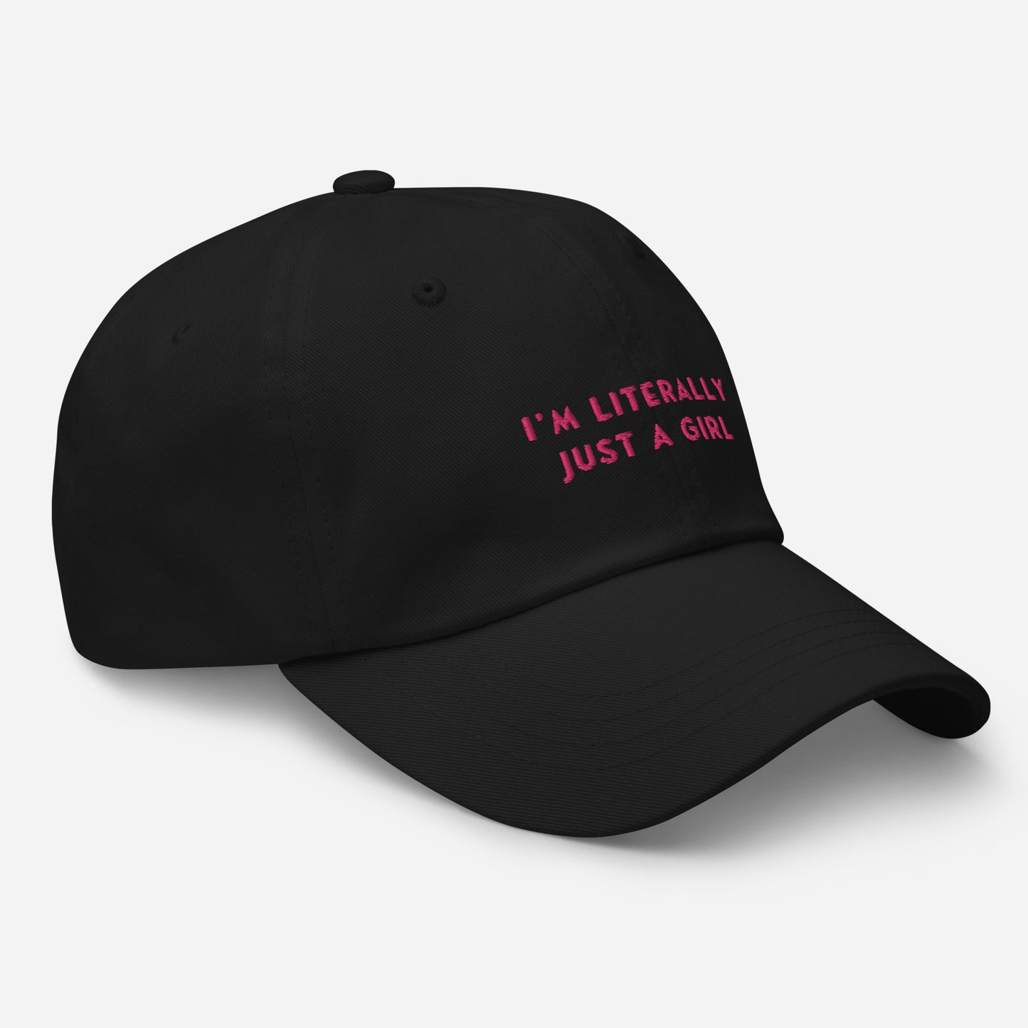 Classic Adjustable Dad hat - I'm literally just a girl (pink bow on back)