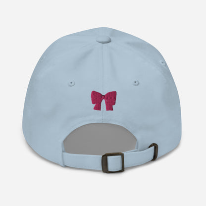 Classic Adjustable Dad hat - I'm literally just a girl (pink bow on back)