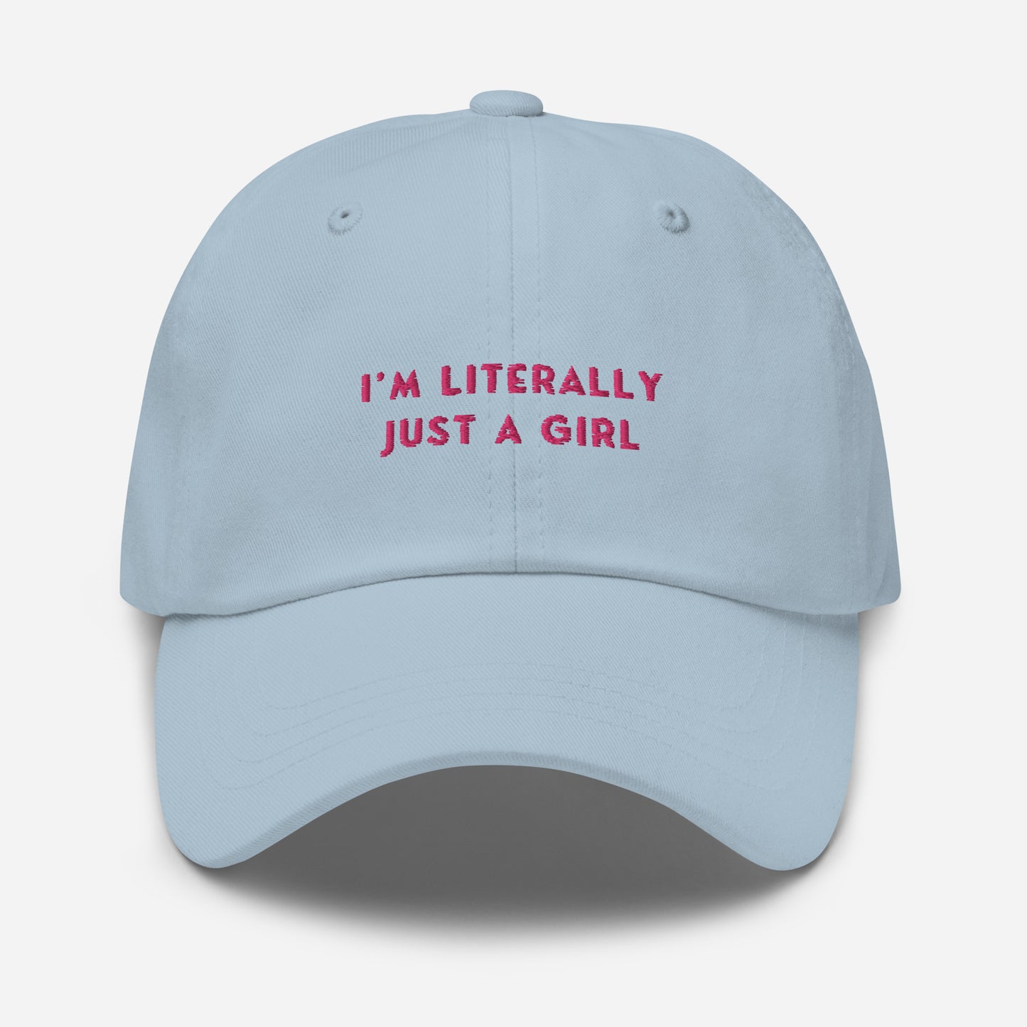 Classic Adjustable Dad hat - I'm literally just a girl (pink bow on back)