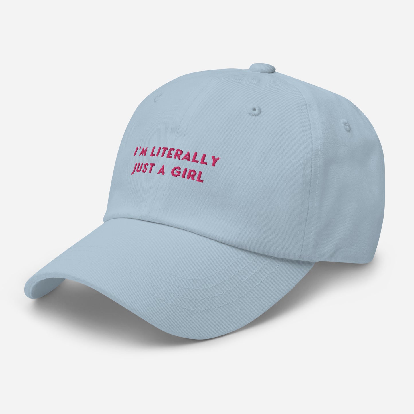 Classic Adjustable Dad hat - I'm literally just a girl (pink bow on back)