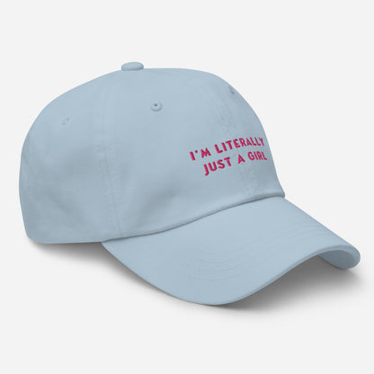 Classic Adjustable Dad hat - I'm literally just a girl (pink bow on back)