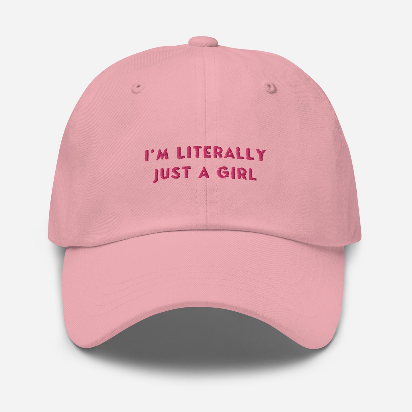 Classic Adjustable Dad hat - I'm literally just a girl (pink bow on back)