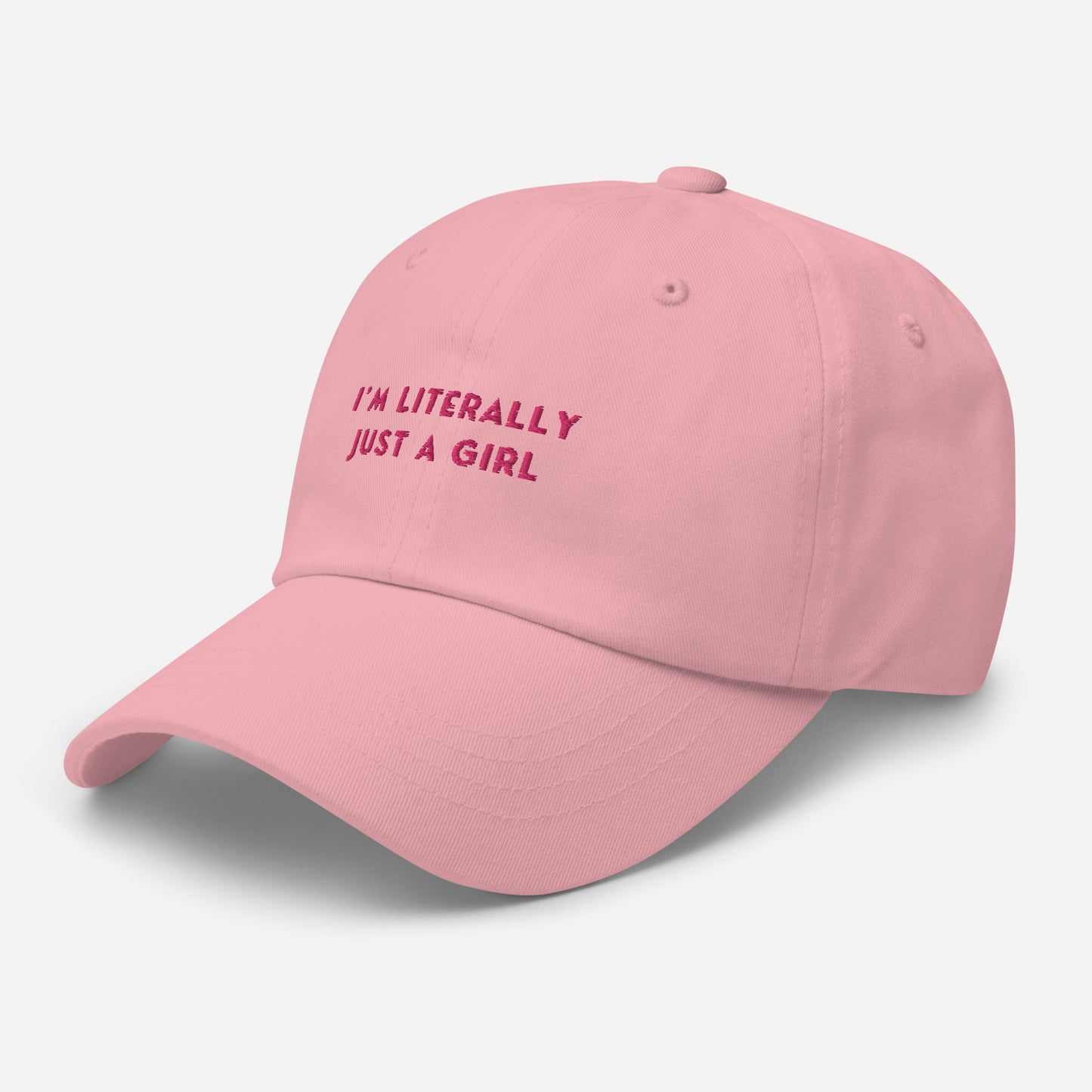 Classic Adjustable Dad hat - I'm literally just a girl (pink bow on back)