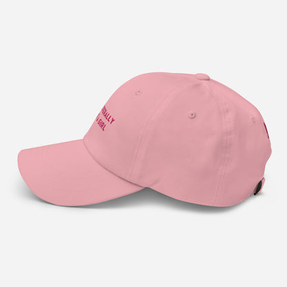 Classic Adjustable Dad hat - I'm literally just a girl (pink bow on back)