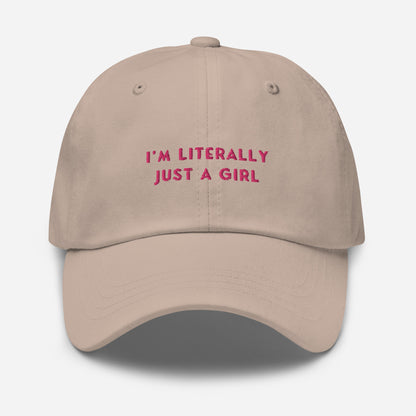 Classic Adjustable Dad hat - I'm literally just a girl (pink bow on back)