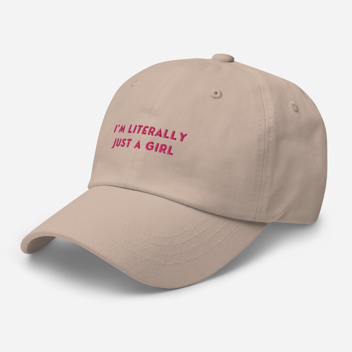 Classic Adjustable Dad hat - I'm literally just a girl (pink bow on back)