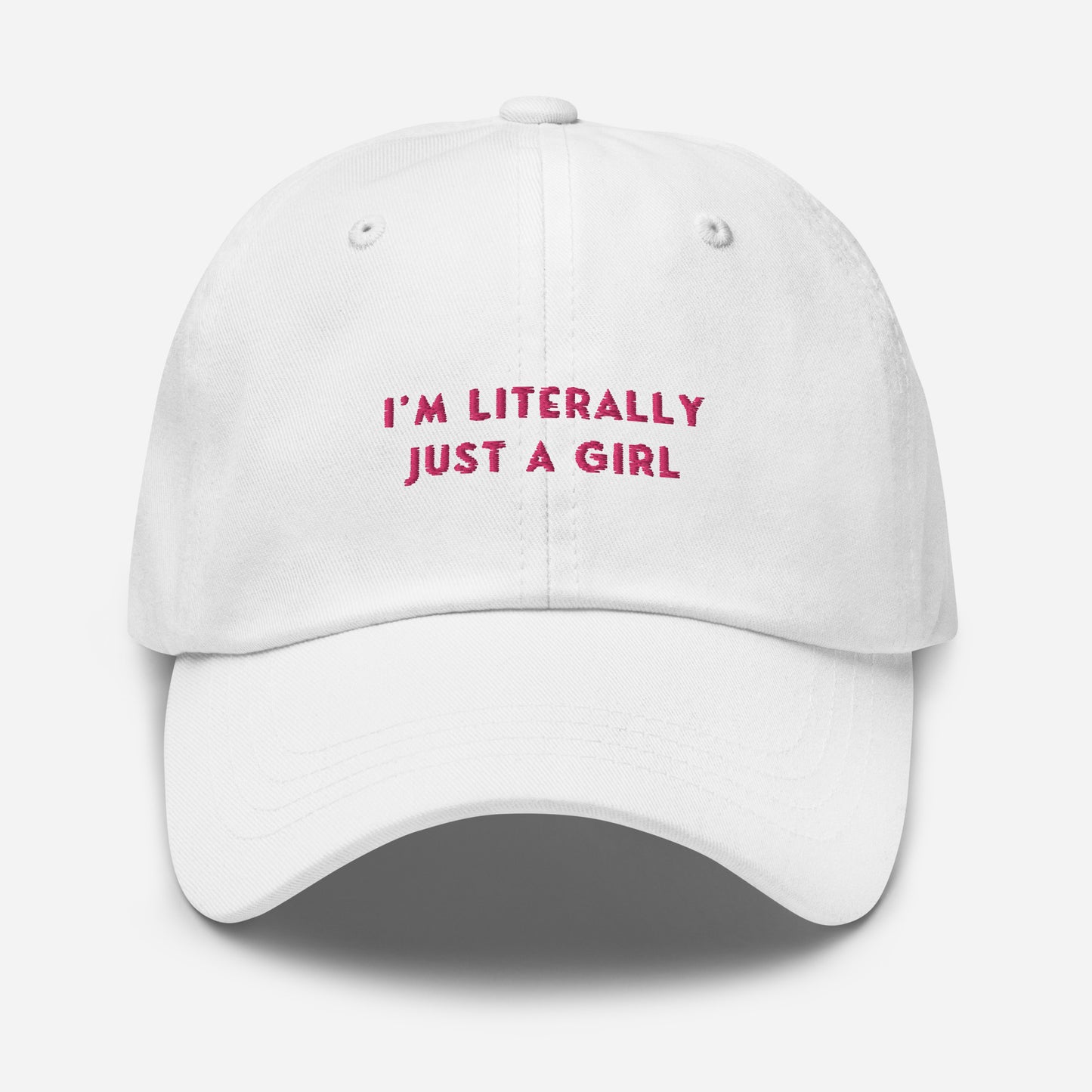 Classic Adjustable Dad hat - I'm literally just a girl (pink bow on back)