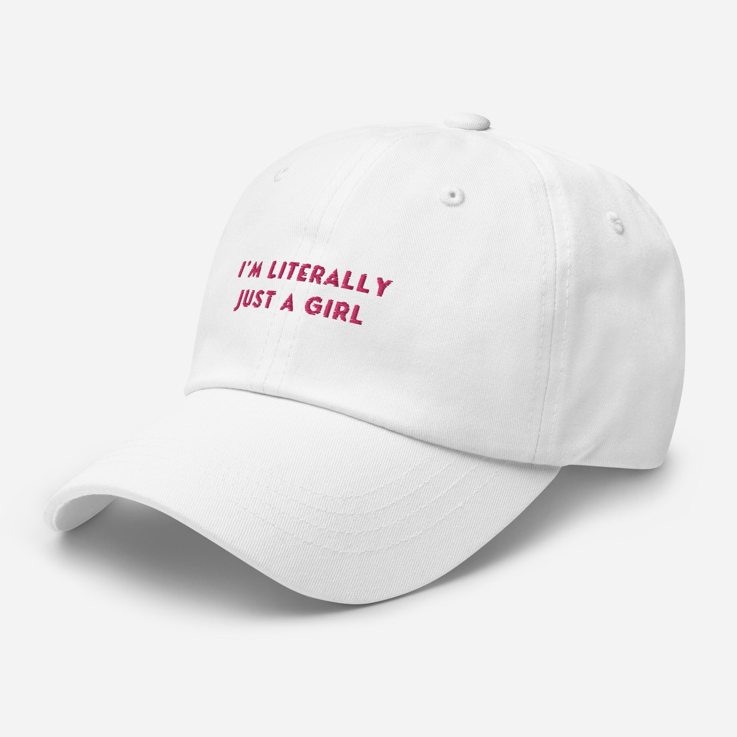 Classic Adjustable Dad hat - I'm literally just a girl (pink bow on back)