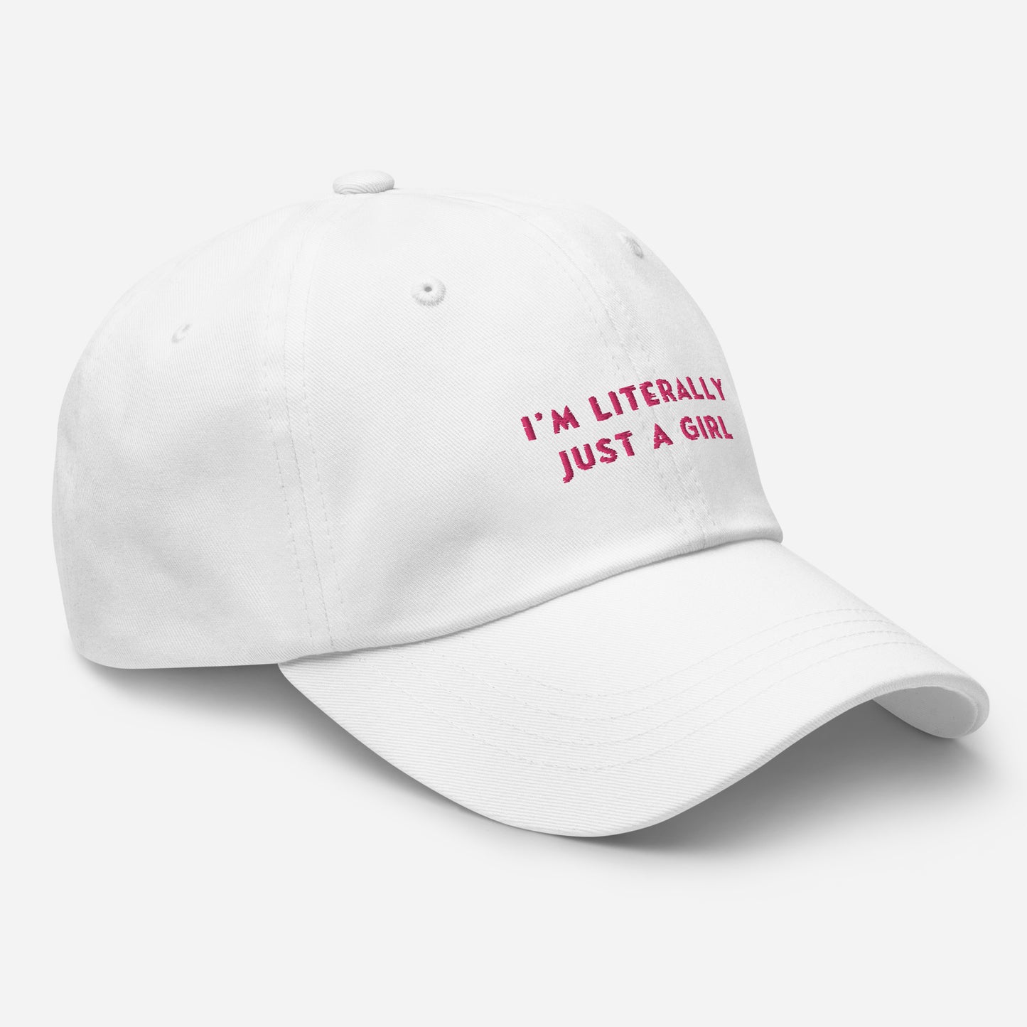 Classic Adjustable Dad hat - I'm literally just a girl (pink bow on back)