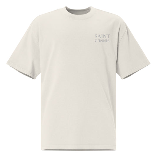 Saint/Sinner Oversized faded t-shirt - 100% cotton, monochromatic white - Boss Collection