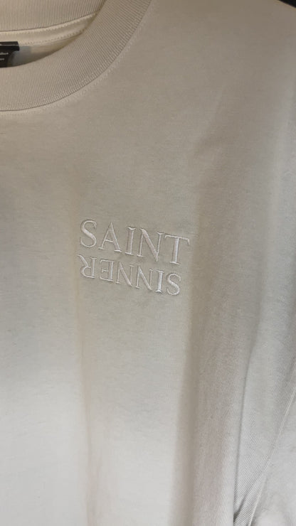 Saint/Sinner Oversized faded t-shirt - 100% cotton, monochromatic white - Boss Collection