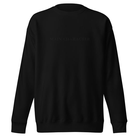 Main Character Unisex Premium Crew Neck Sweatshirt - 100% cotton, black monochromatic - Boss Collection