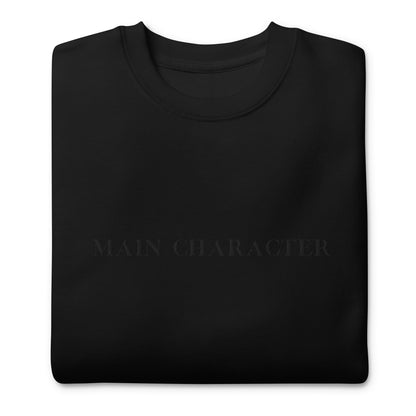 Main Character Unisex Premium Crew Neck Sweatshirt - 100% cotton, black monochromatic - Boss Collection