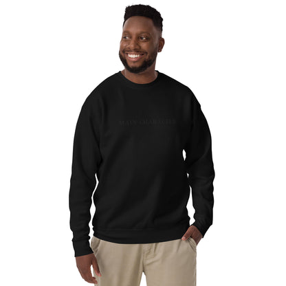 Main Character Unisex Premium Crew Neck Sweatshirt - 100% cotton, black monochromatic - Boss Collection